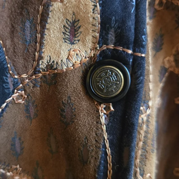 Patchwork Leather Jacket with Button Closure VINTAGE - Picture 4 of 6